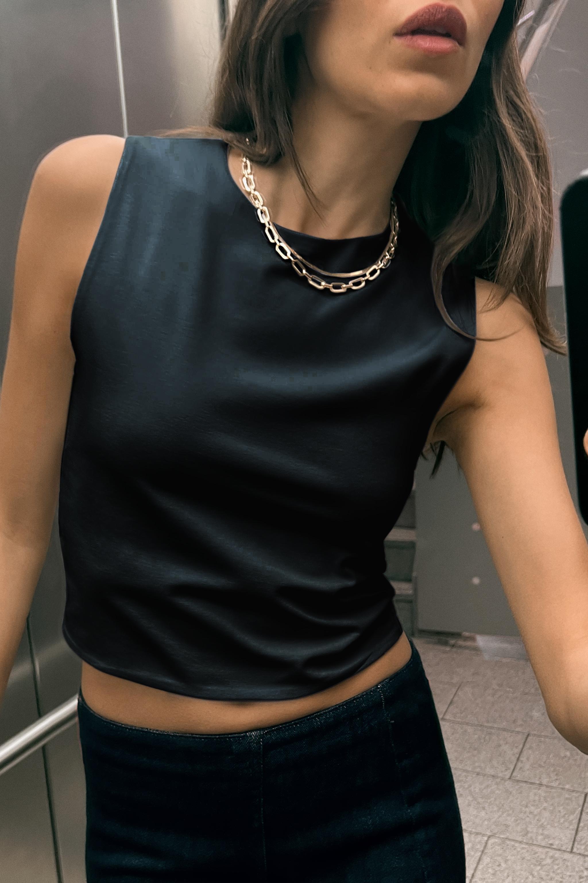 Black midriff top best sale