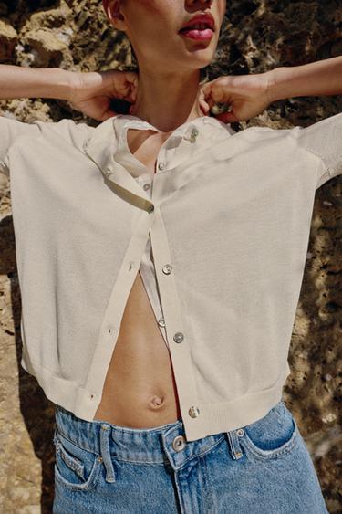 CHAQUETA COMBINADA PUNTO - Crudo de Zara