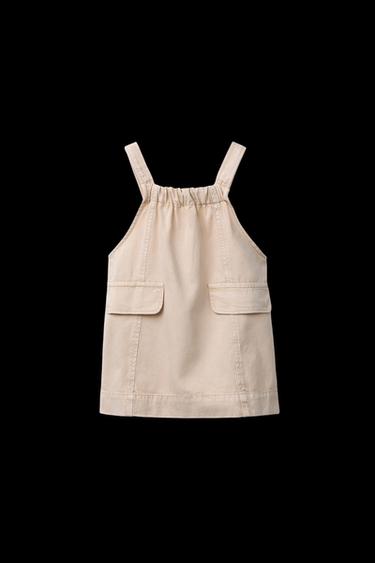 Zara FLOWY PINAFORE DRESS - Beige - Image 0