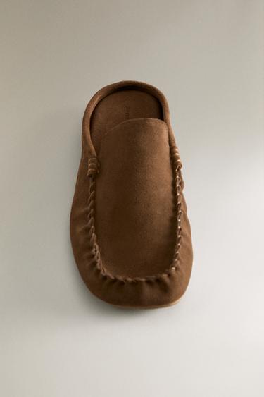 SPLIT LEATHER MULE LOAFERS - Brown by Zara - Image 4