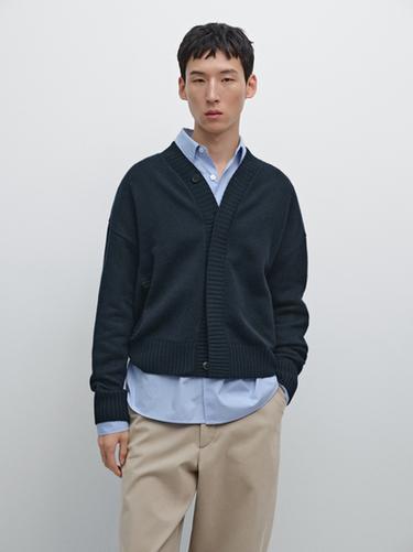 Zara Wool blend V-neck cardigan - Navy blue