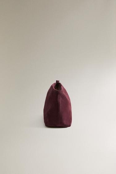 TROUSSE DE TOILETTE CUIR DAIM - Bordeaux de Zara - Image 3