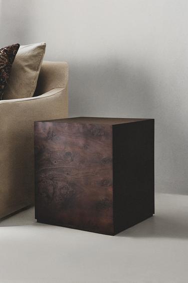 ROOT WOOD CUBE TABLE - Brown by Zara