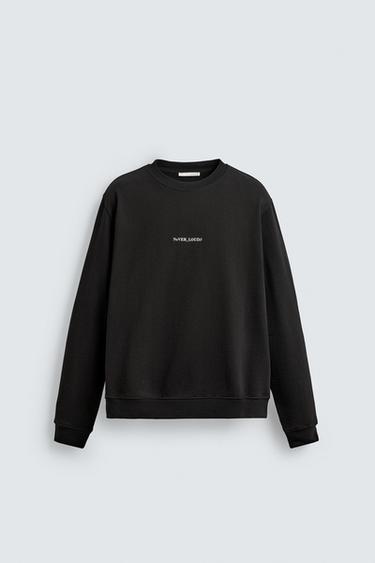 SUDADERA REGULAR FIT TEXTO ESTAMPADO - Negro de Zara