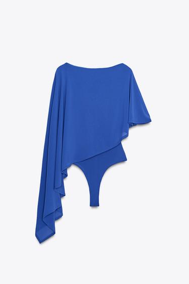 ASYMMETRIC CAPE BODYSUIT - Blue by Zara - Image 7