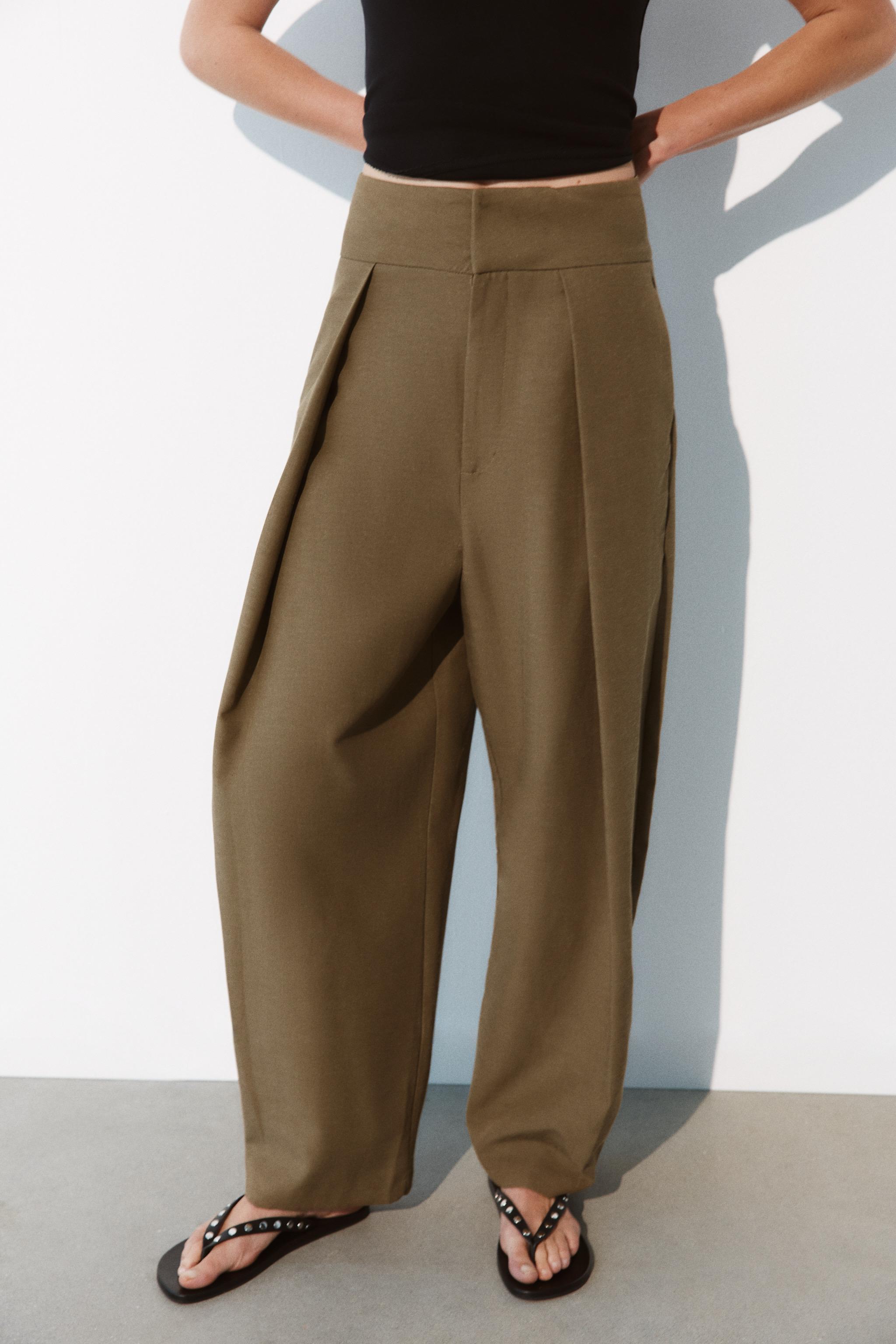 PLEATED BALLOON PANTS — brown vigore