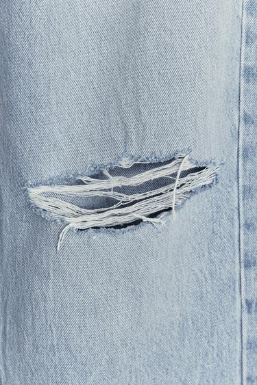 HIGH-WAIST RIPPED MOM FIT JEANS - Light blue by Zara - Image 6