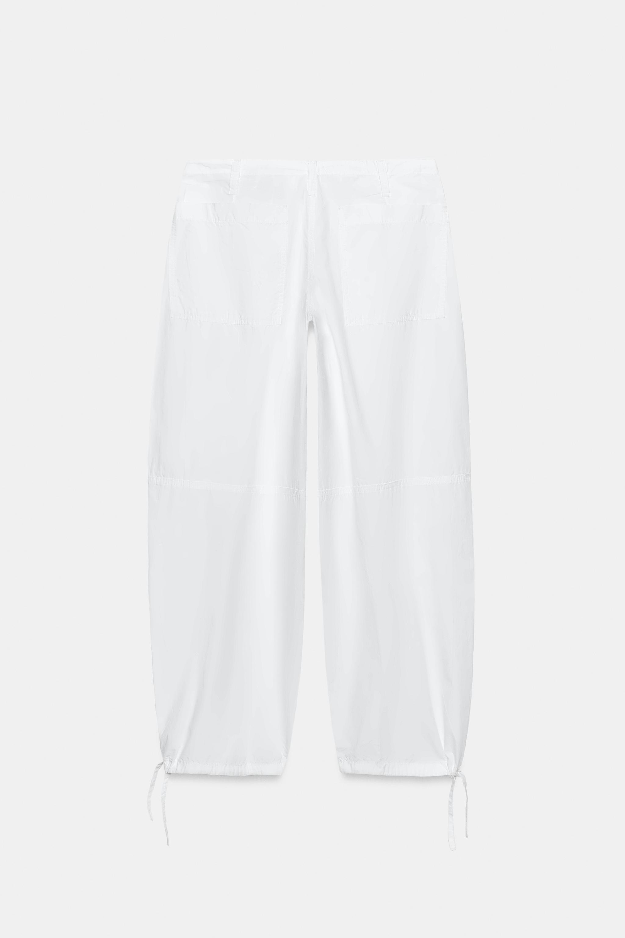 Женские брюки Zara WIDE LEG DRAWSTRING PANTS — фото 4