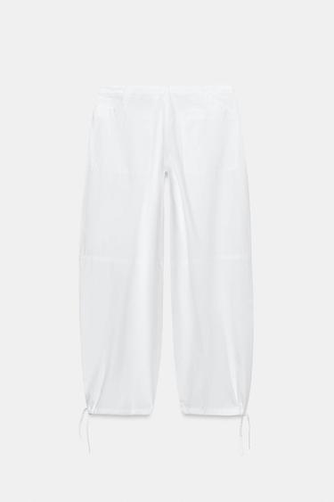 PANTALON LARGE À CORDONS - Blanc de Zara - Image 5