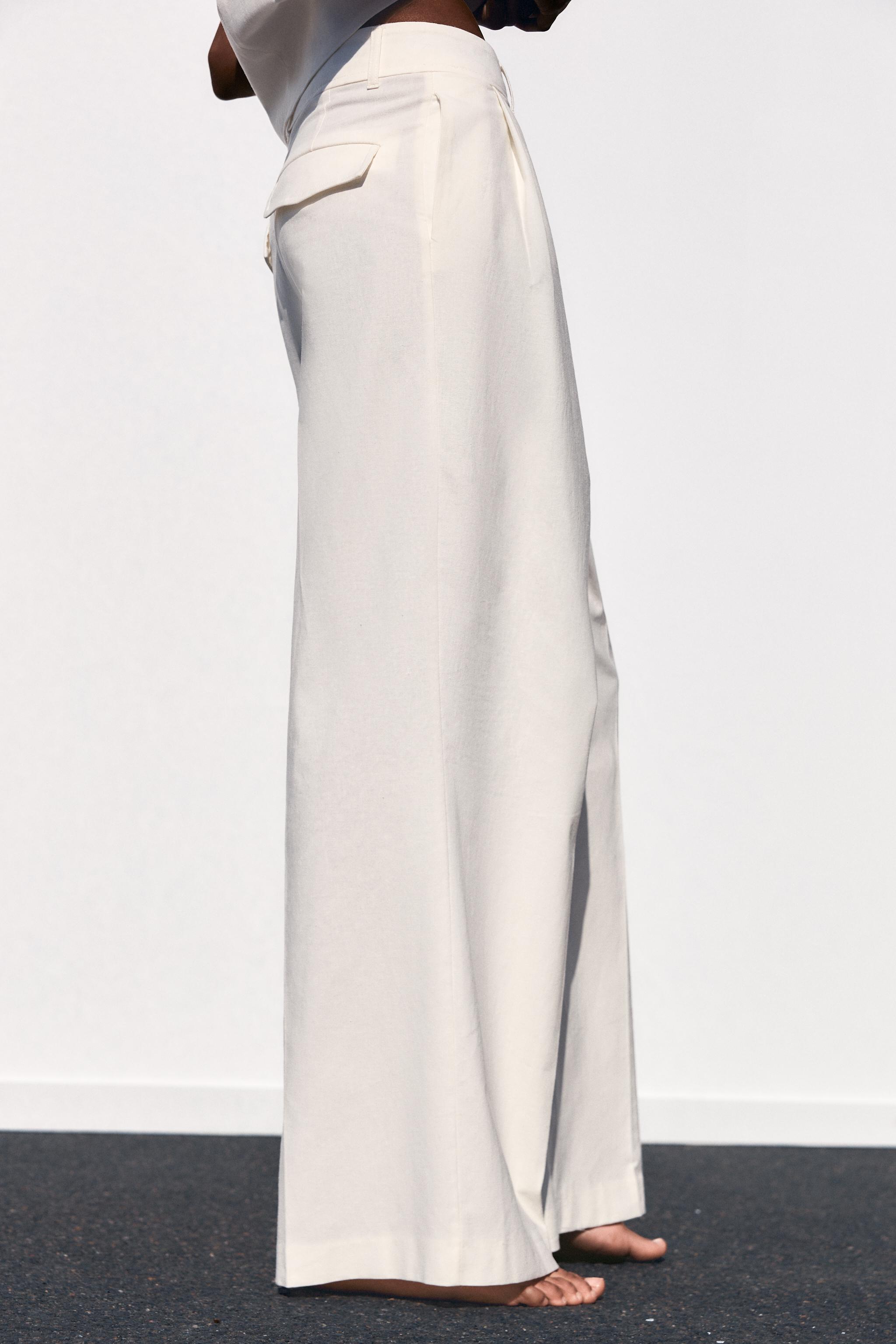 DOUBLE PLEAT PANTS - Ecru | ZARA United States DOUBLE PLEAT PANTS - Ecru | ZARA United States