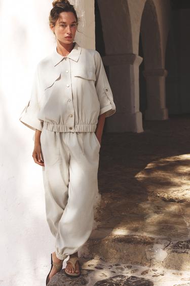 SHORT SLEEVE SAFARI SHIRT - Cream by Zara