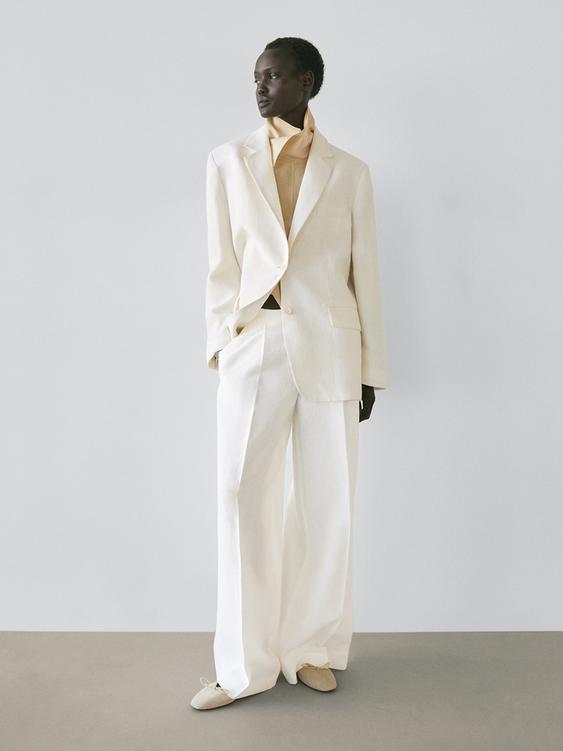 Flowing linen suit trousers