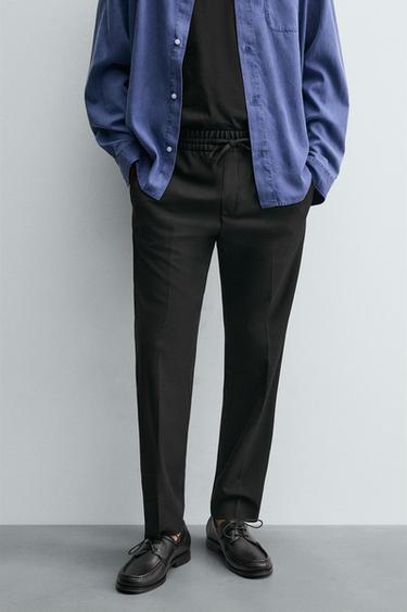 PANTALONI CU TALIE JOGGER CONFORTABILI - Negru de la Zara