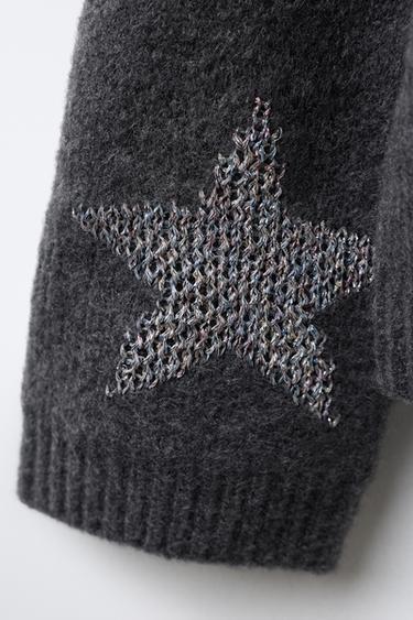PULL EN MAILLE ÉTOILES BRILLANTES - Gris chiné de Zara - Image 3