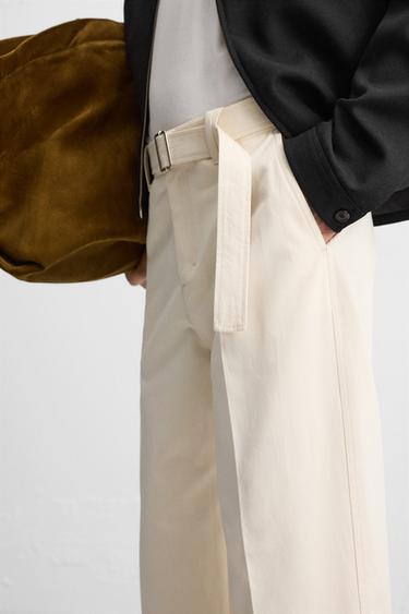 PANTALON STRAIGHT FIT À CEINTURE LIMITED EDITION - Écru de Zara - Image 6