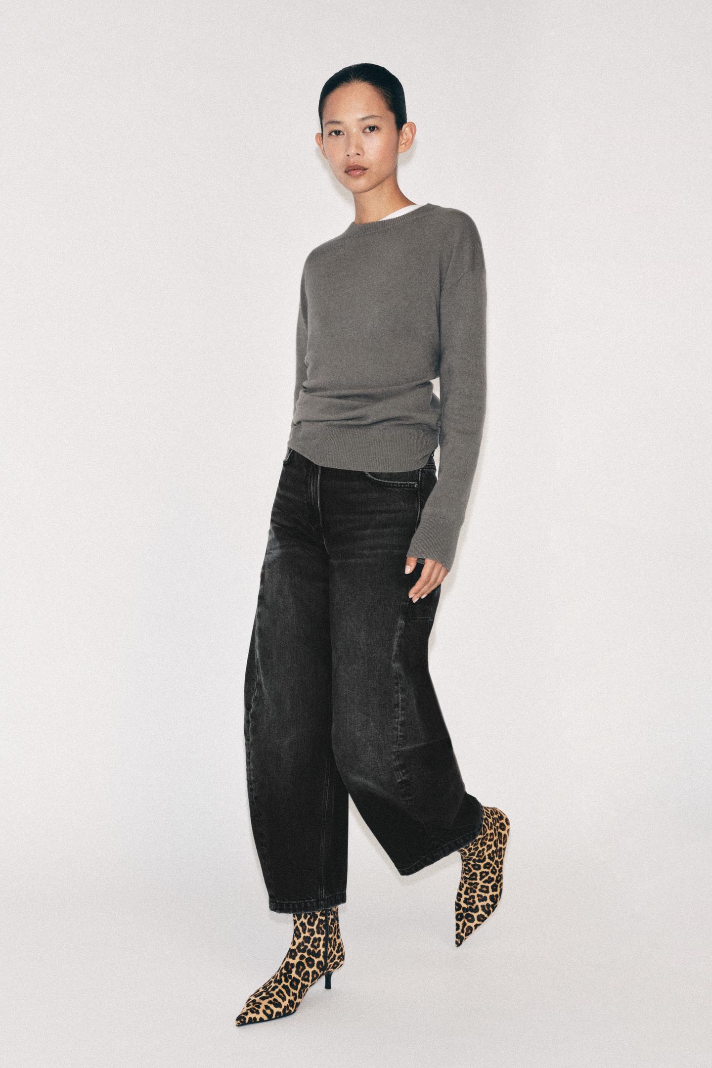 Женские ботинки Zara Printed Leather Kitten Ankle, цвет: Леопардовый