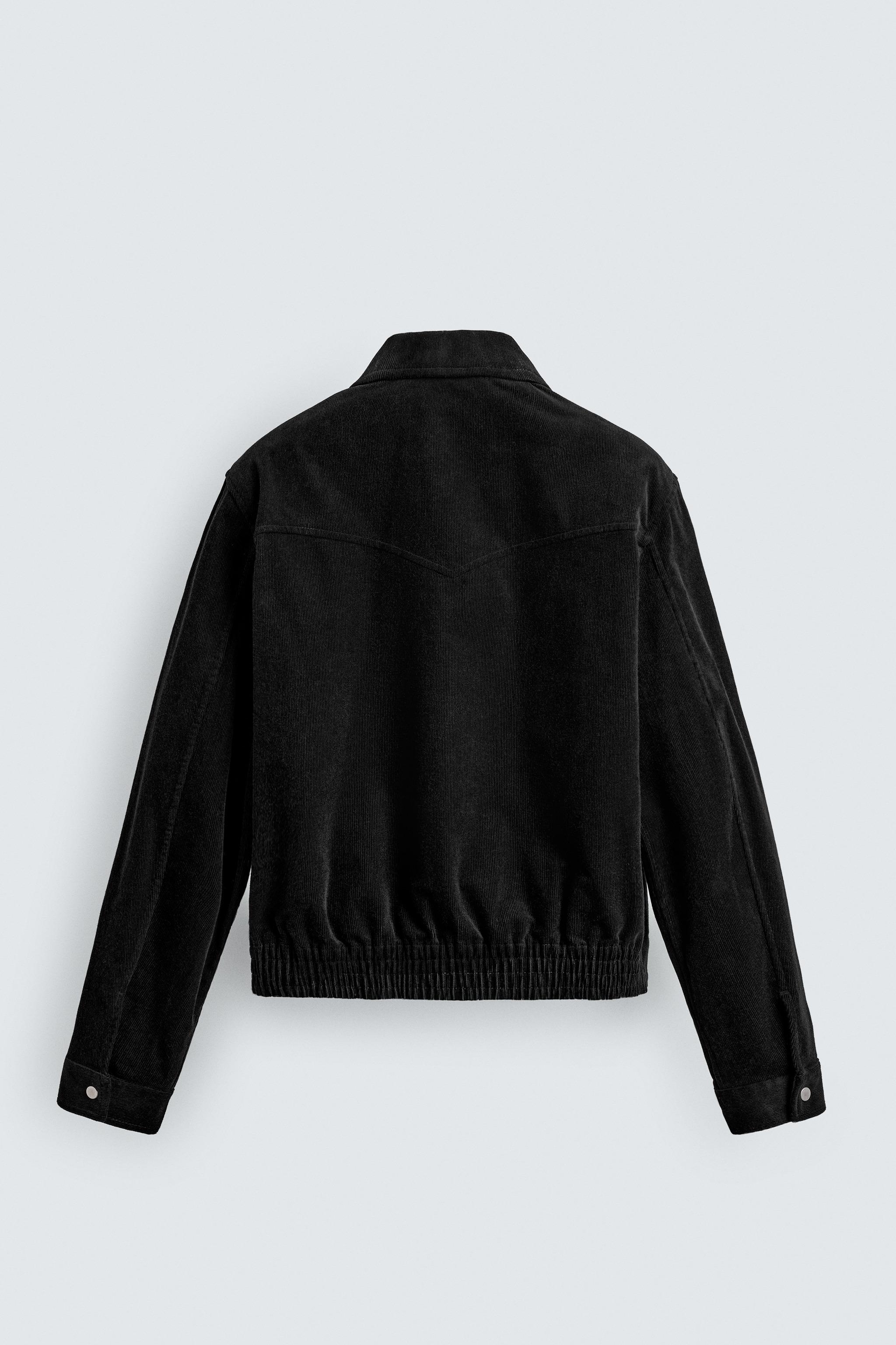 ボクシーフィットコーデュロイシャツジャケット - ブラック | ZARA