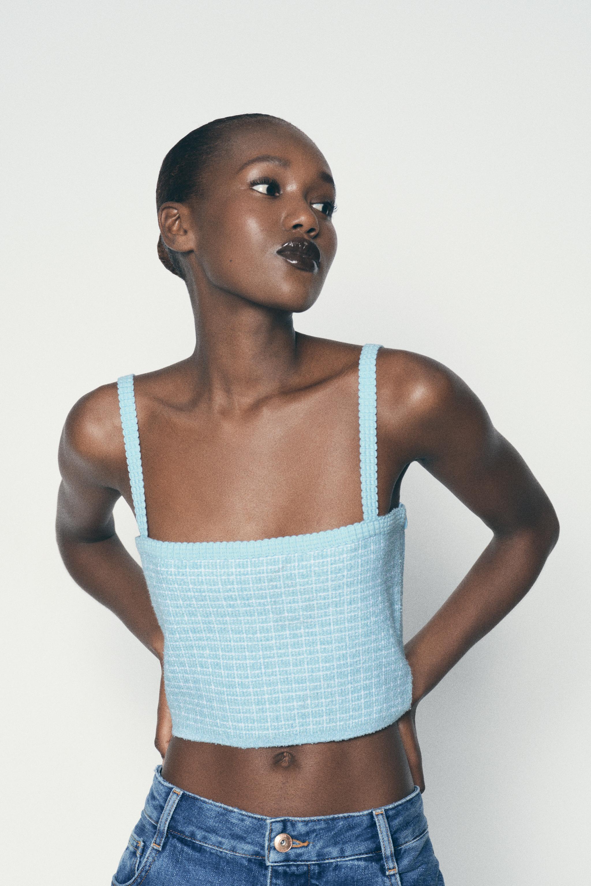 Zara selling blue crop top