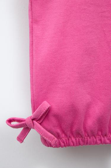 ENSEMBLE DE JOGGING T-SHIRT LACETS ET LEGGING CÔTELÉ CYCLISTE - Fuchsia de Zara - Image 3