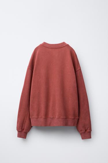 WASHED EFFECT SWEATSHIRT WITH SHINY STARS - Reddish by Zara - Image 1