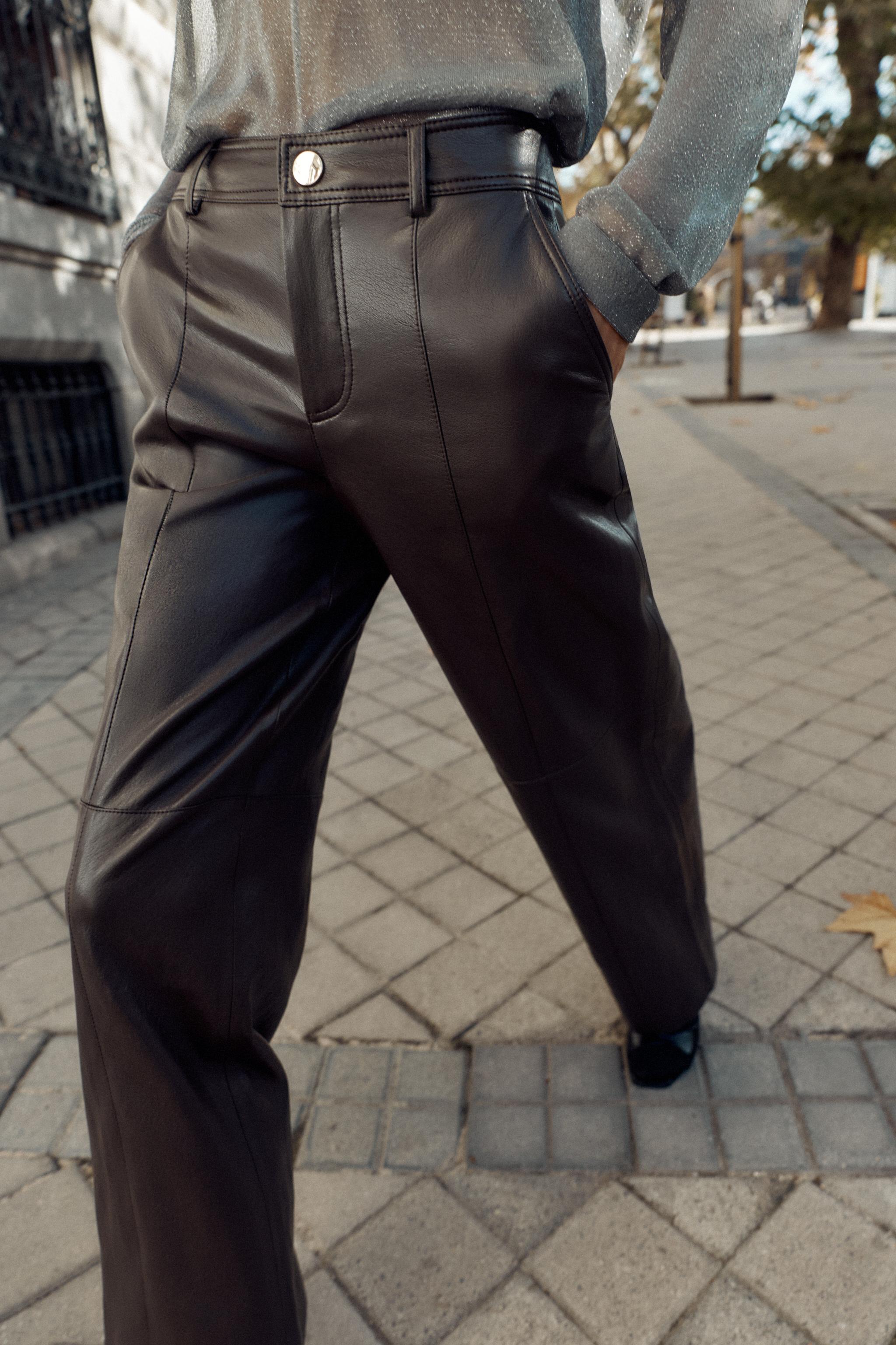 FAUX LEATHER STRAIGHT PANTS
