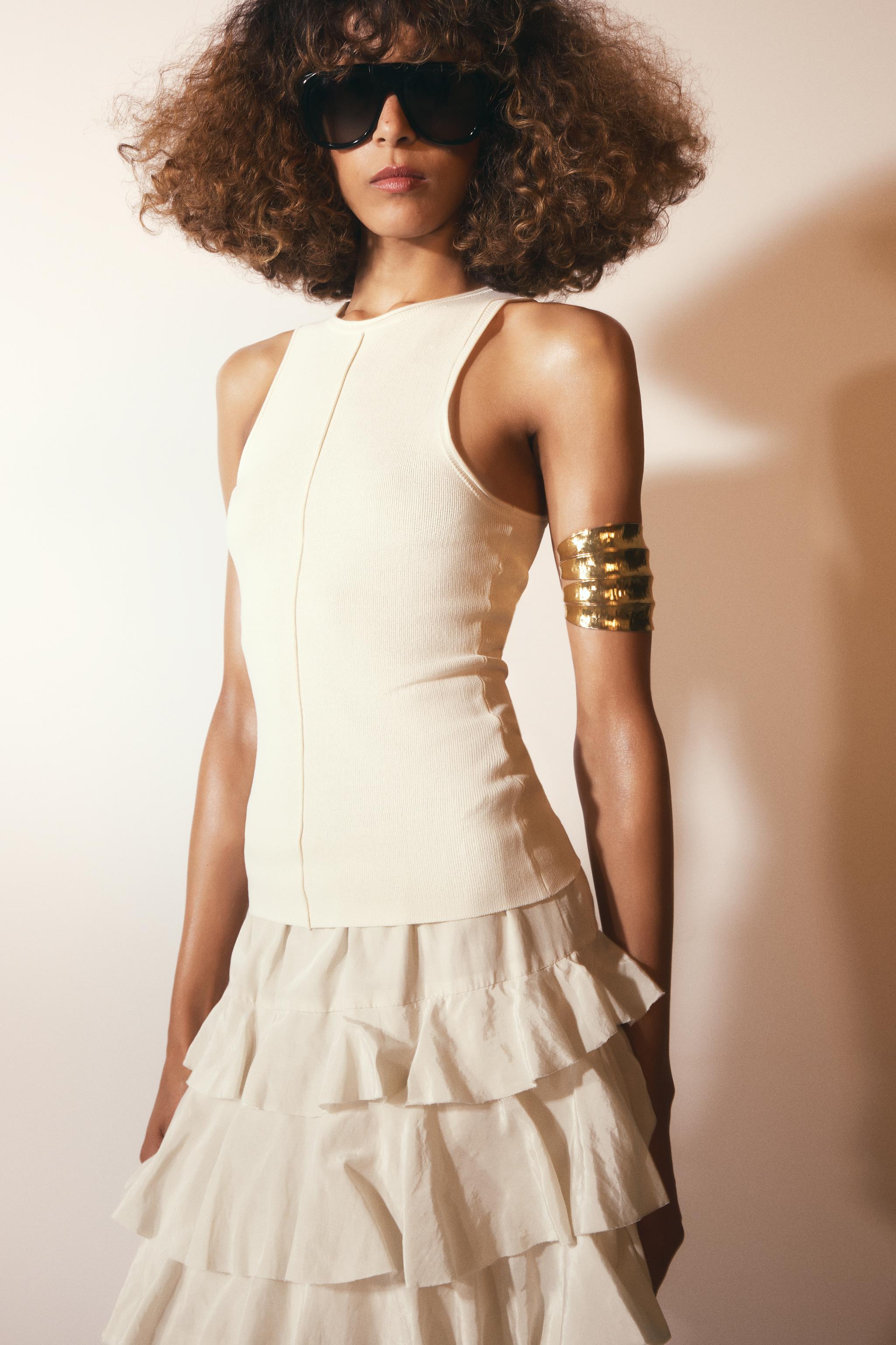 KNIT TOP WITH CENTRAL SEAM DETAIL - Ecru | ZARA South Africa