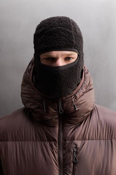 텍스처 플리스 스키 바라클라바 - Zara의 다크 브라운 - 이미지 0