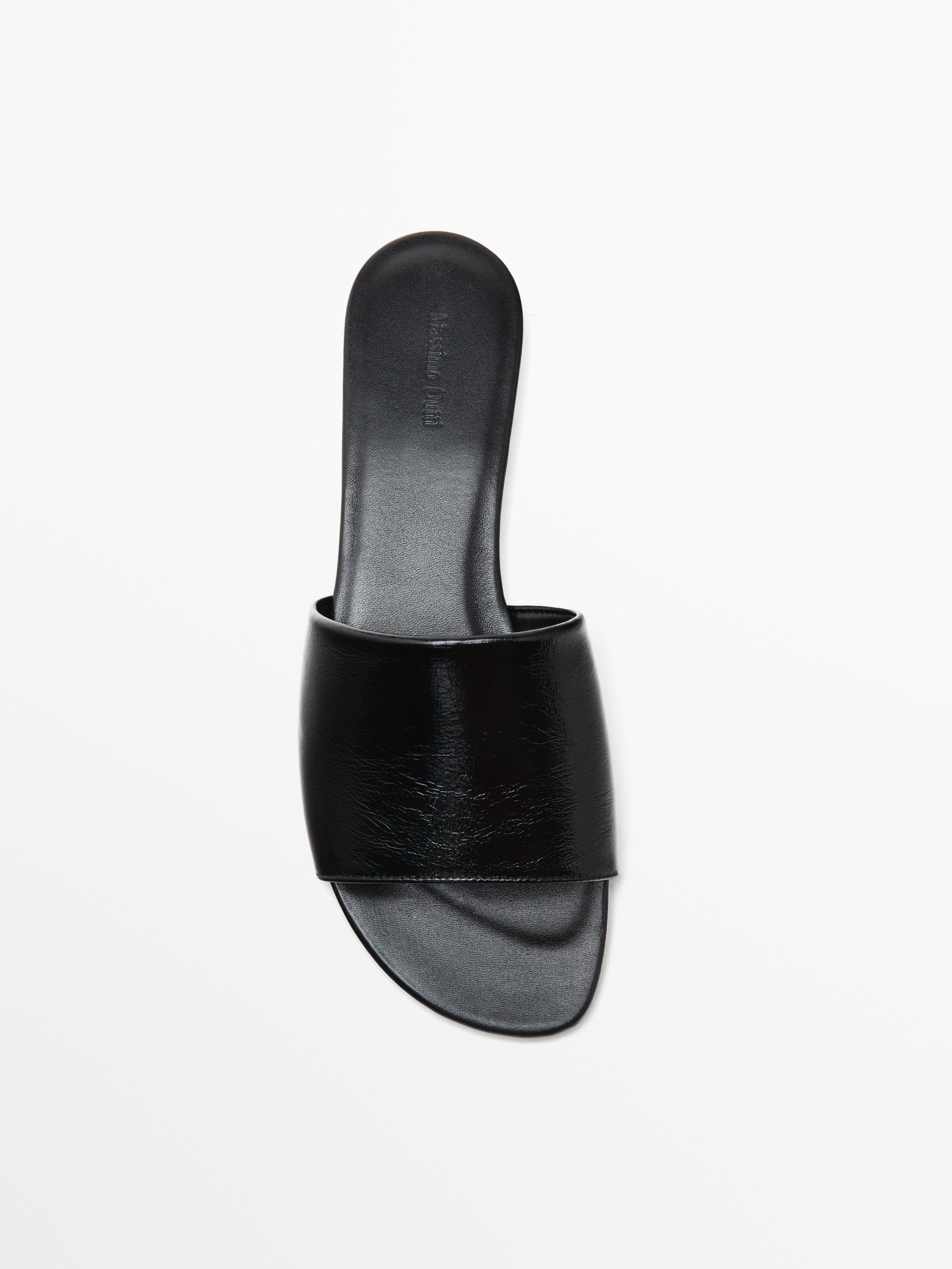 Leather vamp sandals - Black | ZARA United States