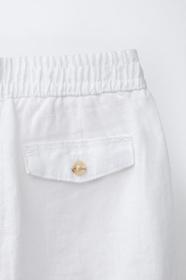 PANTALON À PINCES 100% LIN - Blanc de Zara - Image 3