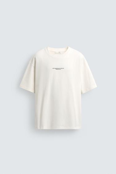 Zara MAJICA SA IZVEZENIM SLOGANOM – Bela