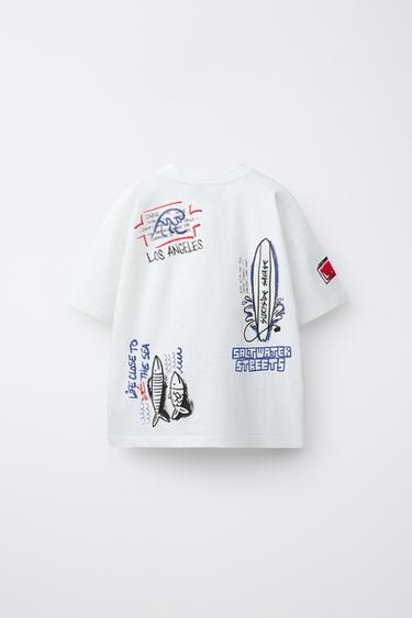 PRINTED T-SHIRT - White by Zara - Image 1