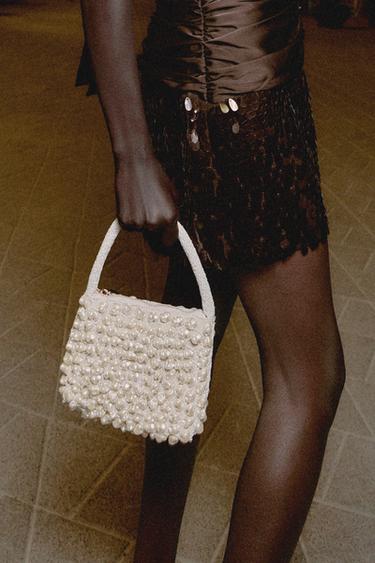 BEADED HANDBAG - Ecru by Zara