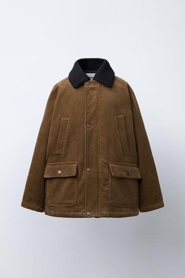 BENSIMON ® X ZARA QUILTED CORDUROY JACKET WITH DETACHABLE COLLAR - Brown by Zara - Image 0