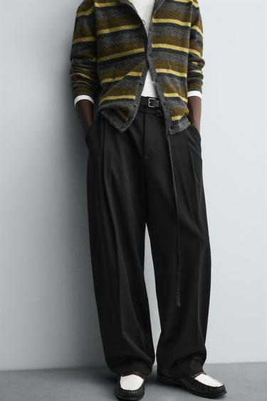 BALLOON TROUSERS WITH PLEATS AND BELT - Black by Zara - Image 4