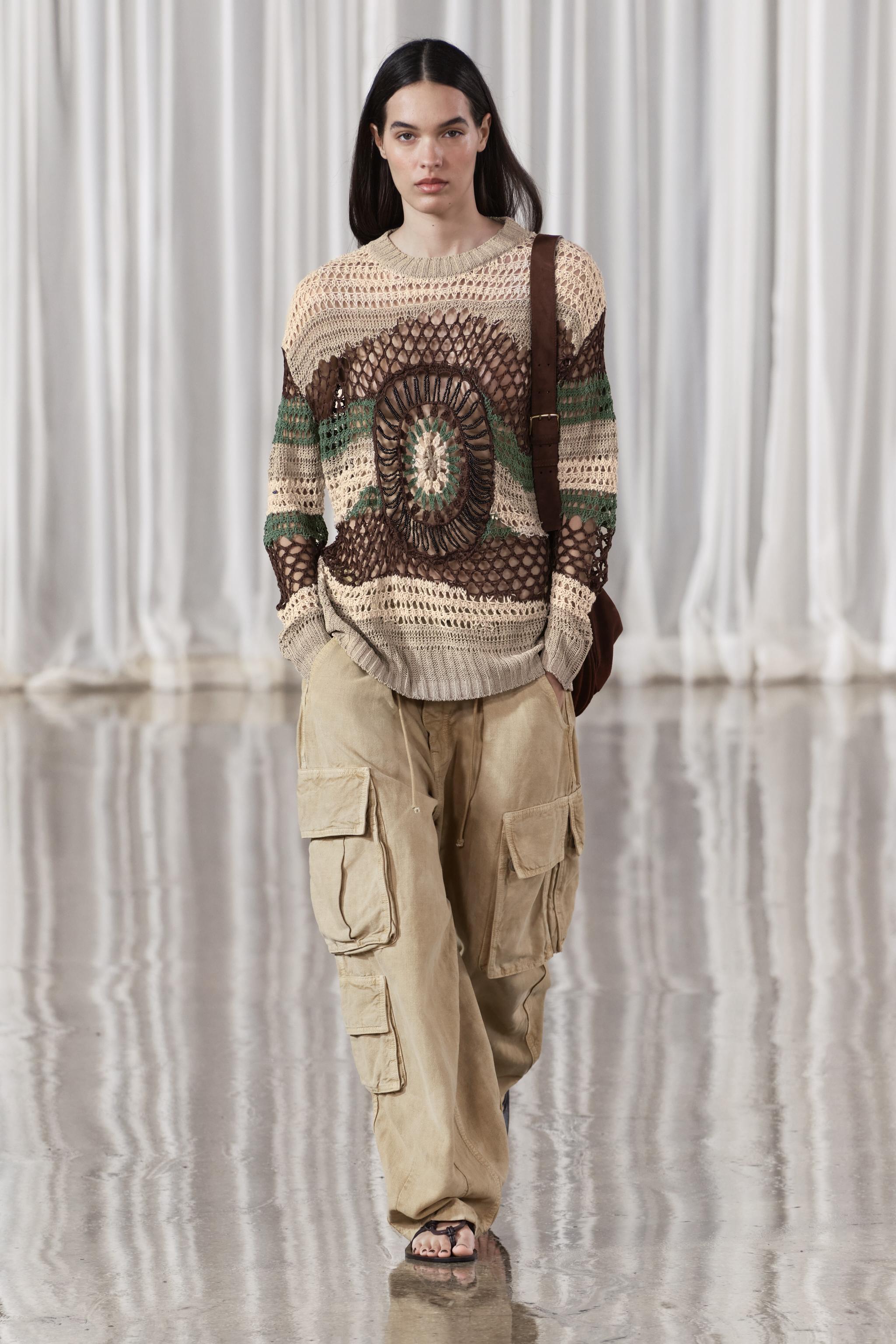 BEADED CROCHET KNIT SWEATER - Multicolored | ZARA United States