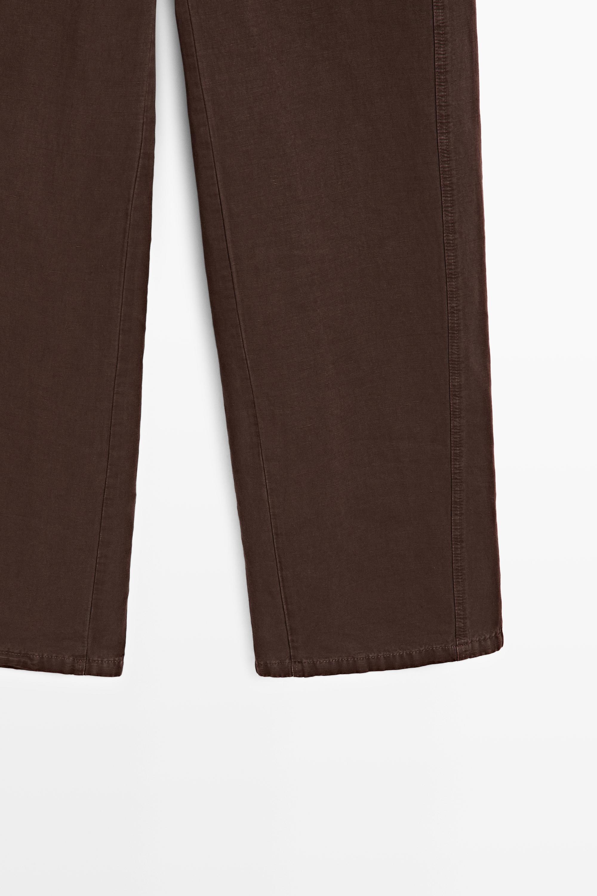 Linen blend trousers with seam detail