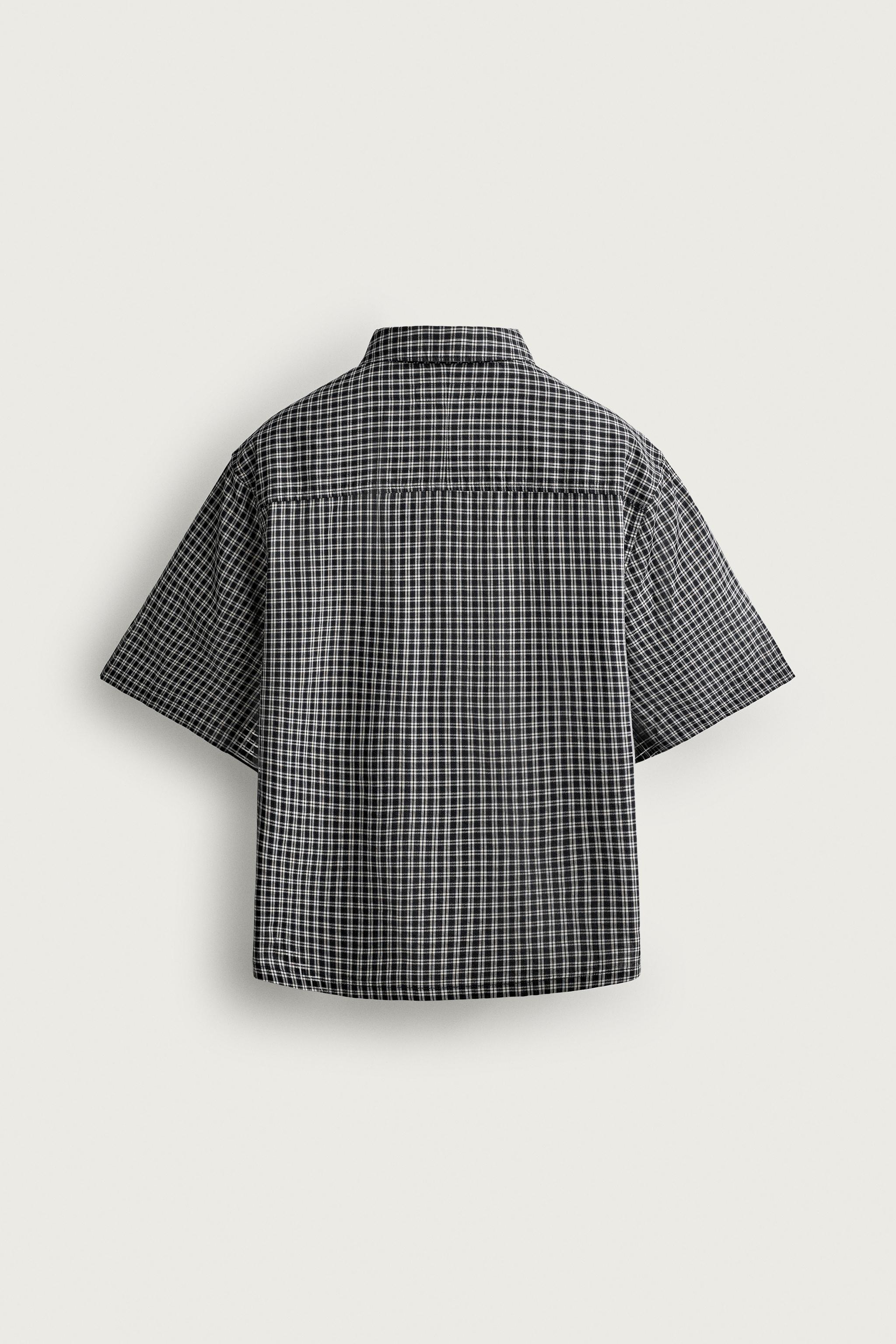 Мужские рубашки Zara RELAXED FIT JACQUARD CHECK SHIRT — фото 8