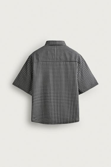 CHEMISE COUPE DÉCONTRACTÉE EN JACQUARD À CARREAUX - Bleu de Zara - Image 7