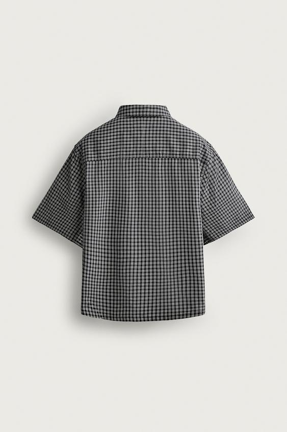 CHEMISE COUPE DÉCONTRACTÉE EN JACQUARD À CARREAUX - Bleu de Zara - Image 7