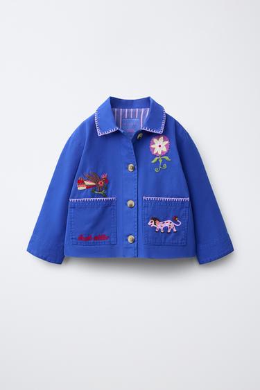 جاكيت بتطريز SISSEL EDELBO X ZARA KIDS - أزرق فاقع الخاص بـ Zara