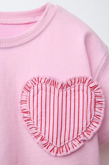 PRINTED HEART T-SHIRT - Light pink by Zara - Image 2