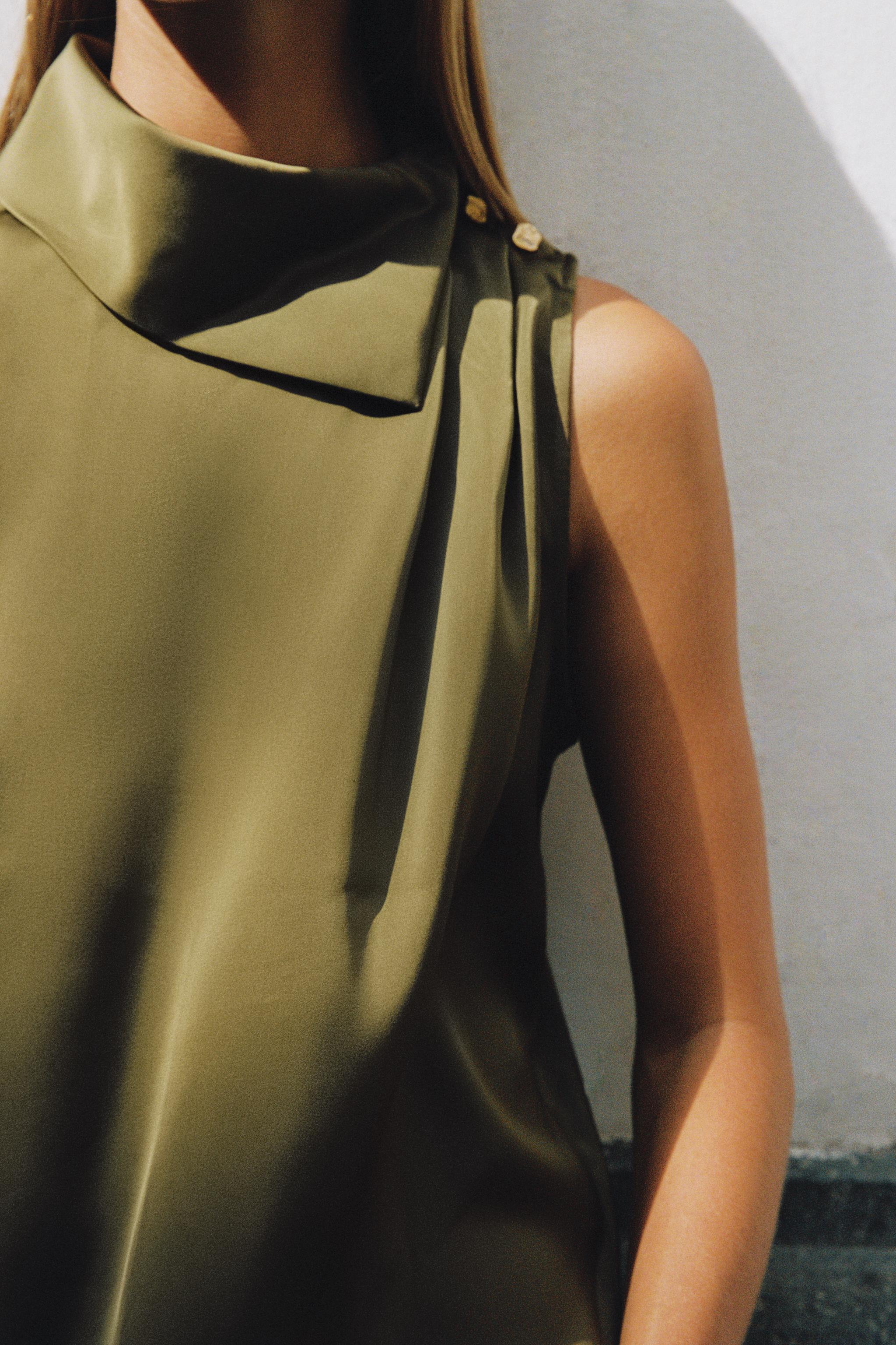 Женские рубашки Zara SATIN SHOULDER-BUTTON TOP — фото 3