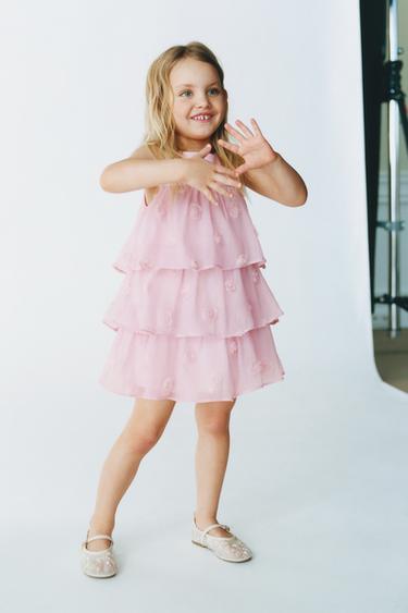 Zara 3D FLORAL CAPE DRESS - Pink - Image 0