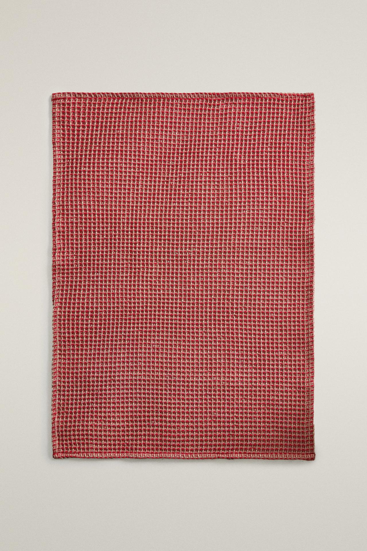 CHRISTMAS WAFFLE KITCHEN TOWEL — Red