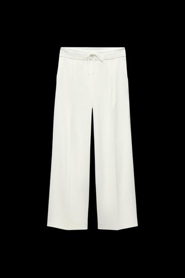 Zara DOUBLE WAIST WIDE LEG PANTS - Oyster-white - Image 0