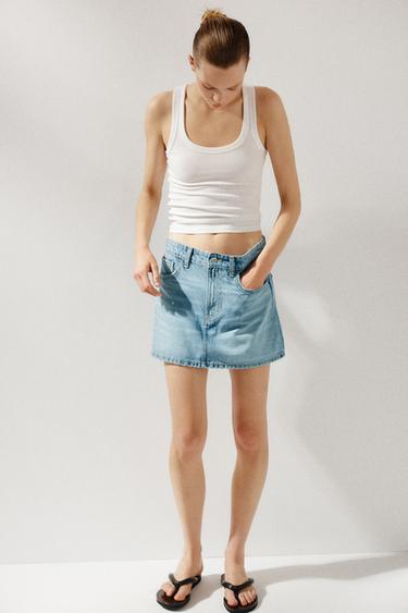 Zara TRF DENIM SKORT - Blue