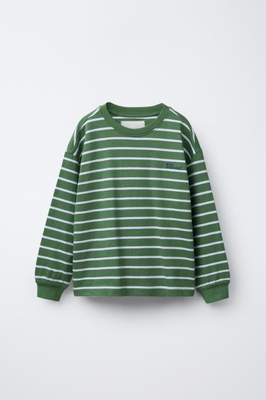 T-SHIRT MOTIF GARIS HEAVYWEIGHT - Garis hijau dari Zara