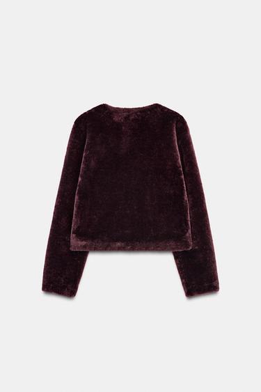 DOUBLE-FACED JACKET WITH TOGGLES - Burgundy by Zara - Image 7