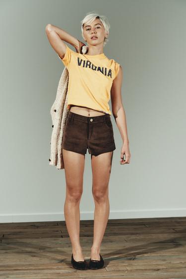 SUEDE EFFECT MINI SHORTS - Brown by Zara - Image 0