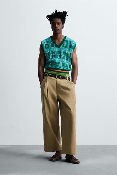 PLEATED WIDE-LEG TROUSERS - camel by Zara